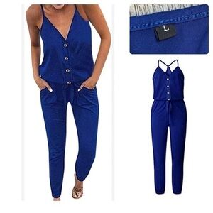 Women’s SHEIN blue sleeveless tank style one piece jumpsuit jumper.New condition